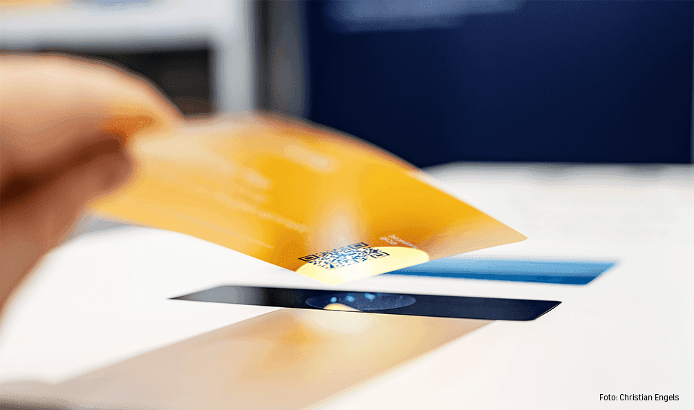 Person takes a boarding pass